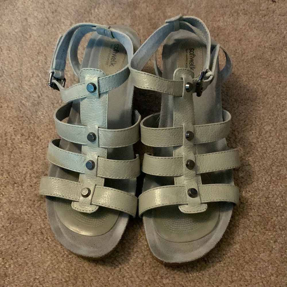 Softwalk grey strappy wedges Sz ~> 10.5